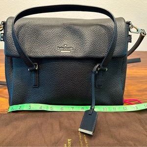 Kate Spade New York flap shoulder bag, black pebbled leather